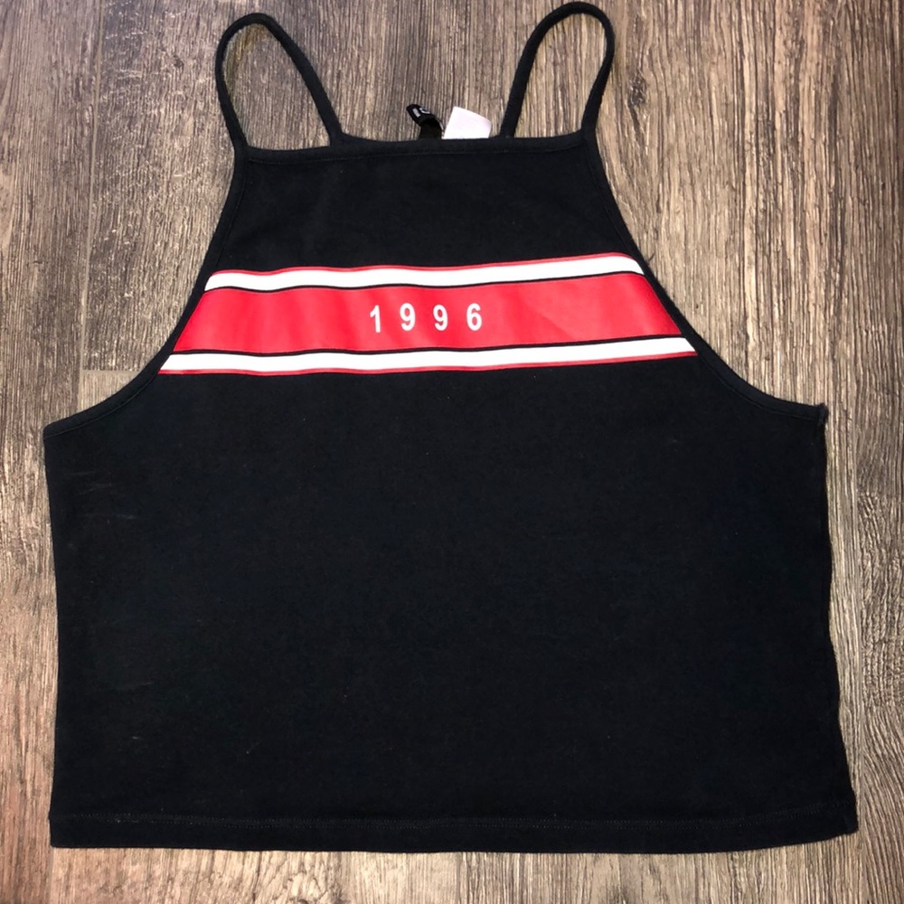 h&m navy blue 1996 crop top